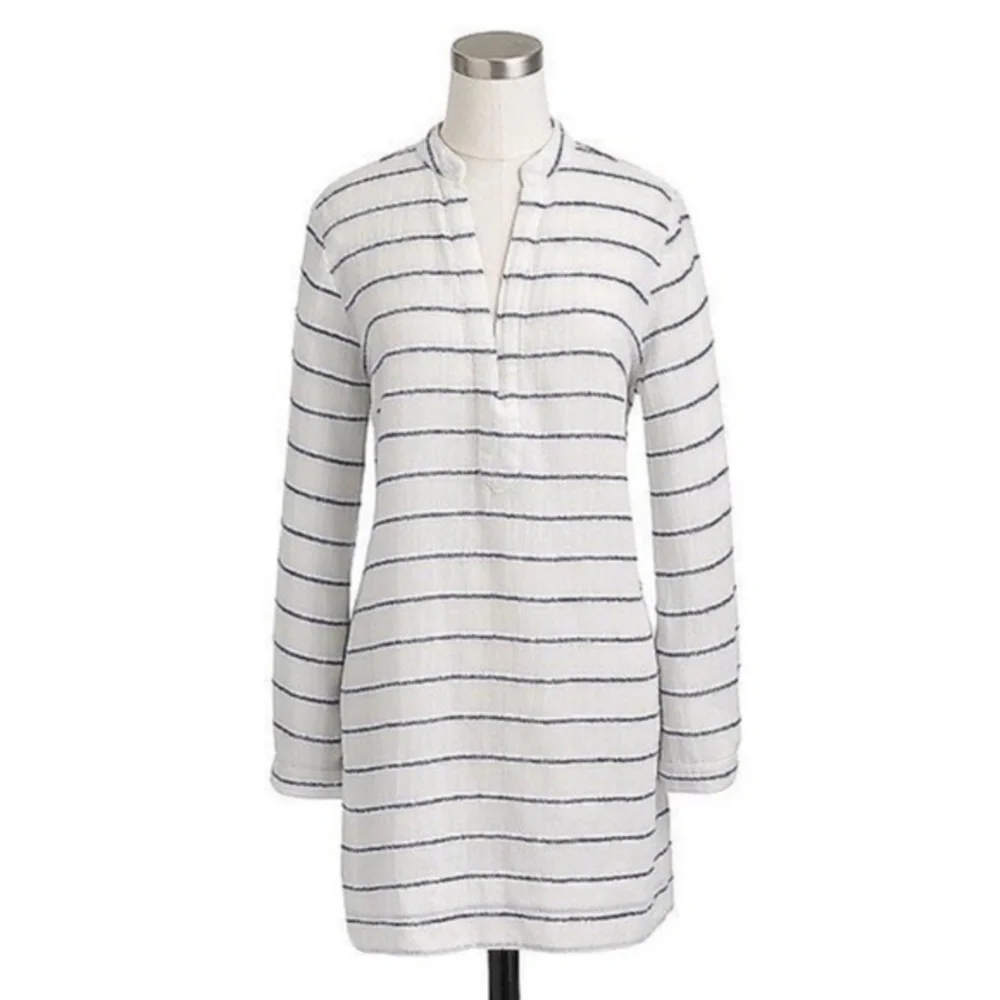 J. Crew • V Neck Wave Blue Stripe Tunic